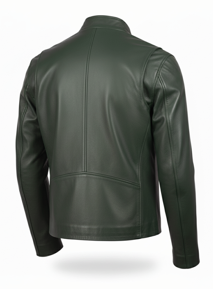 Men's Green Biker Real Leather Jacket