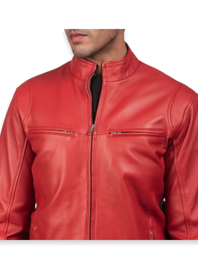 Men's Soft Biker Red Leather Jacket