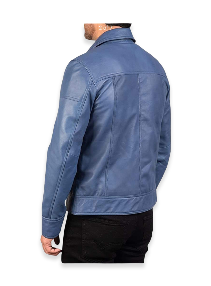 Men's Ionic Blue Motorcycle Leather Jacket