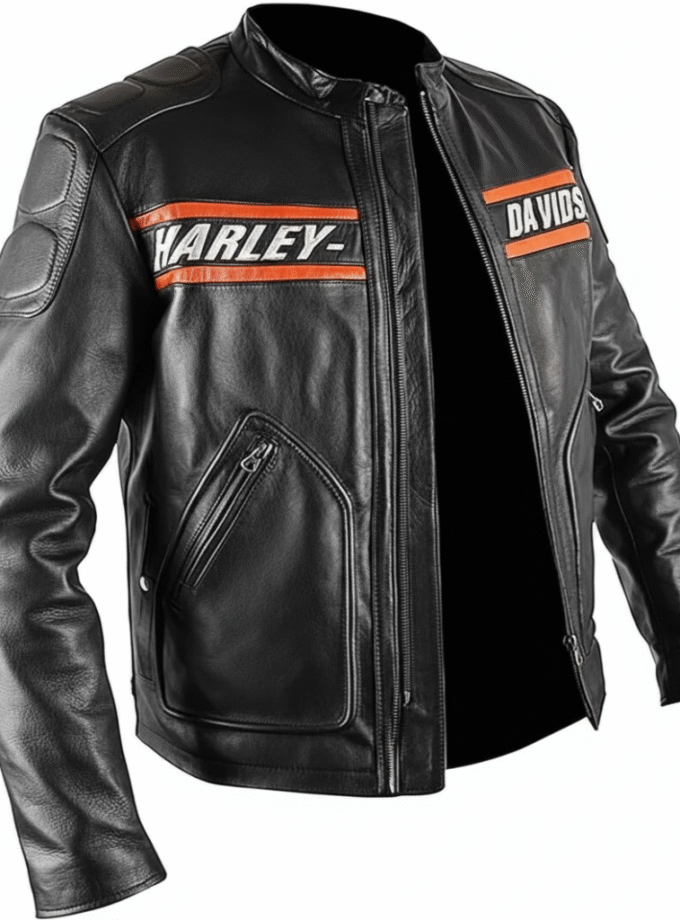 Harley Men's Leather Motorcycle Jacket Classic Biker Riding Gear Cruiser Coat