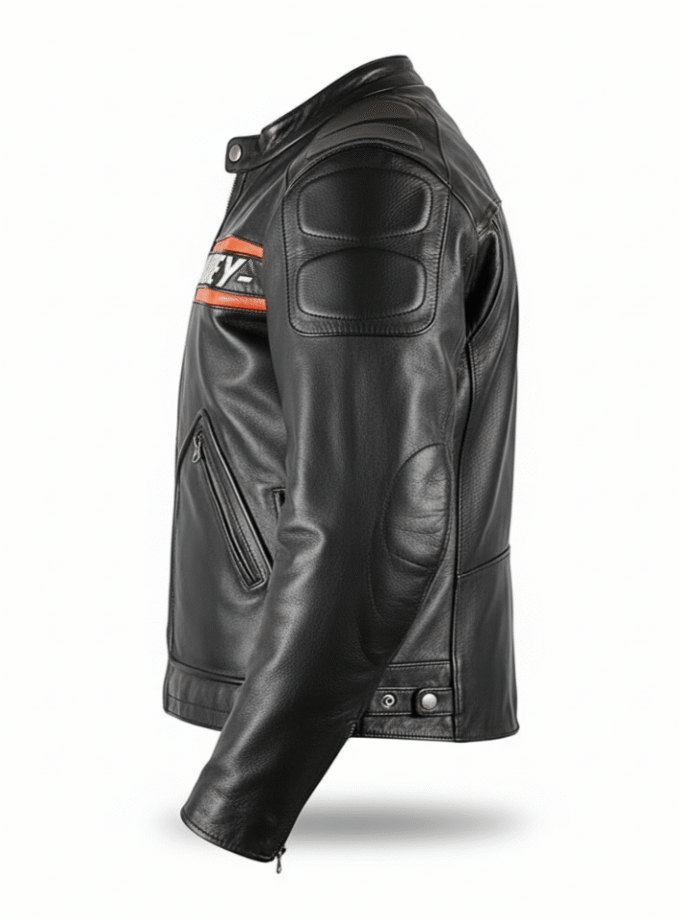 Harley Men's Leather Motorcycle Jacket Classic Biker Riding Gear Cruiser Coat